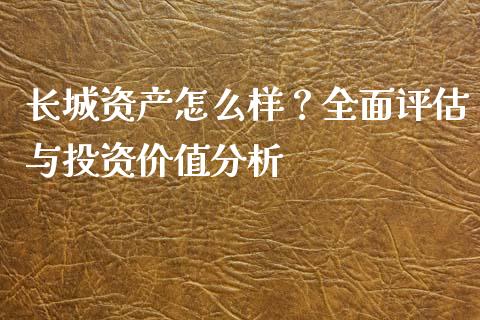 长城资产怎么样？全面评估与投资价值分析_https://cj002.lansai.wang_会计问答_第1张