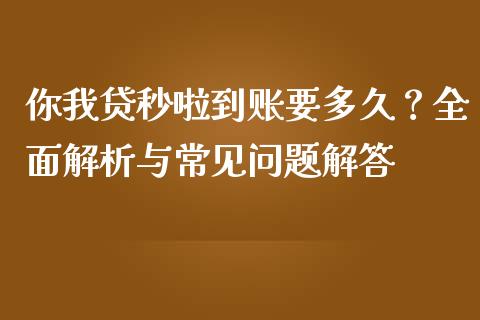 你我贷秒啦到账要多久？全面解析与常见问题解答_https://cj002.lansai.wang_保险问答_第1张