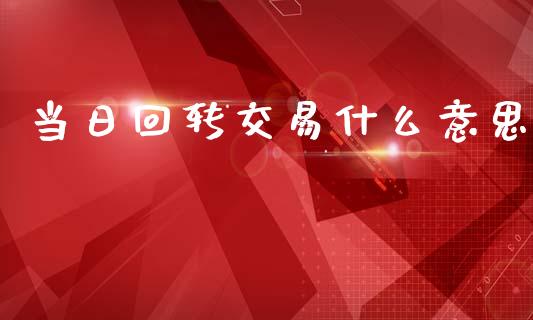 当日回转交易什么意思_https://cj002.lansai.wang_会计问答_第1张