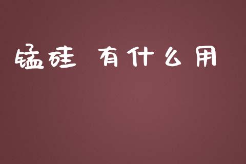 锰硅 有什么用_https://cj002.lansai.wang_期货问答_第1张