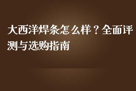 大西洋焊条怎么样？全面评测与选购指南_https://cj002.lansai.wang_财经百问_第1张