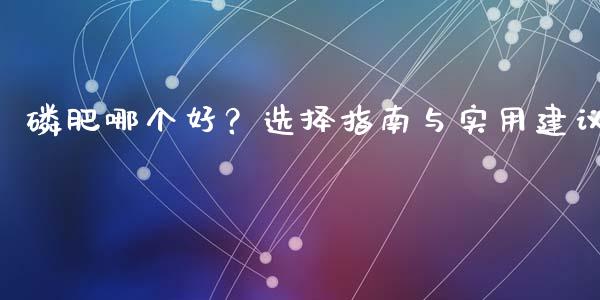 磷肥哪个好？选择指南与实用建议_https://cj002.lansai.wang_保险问答_第1张