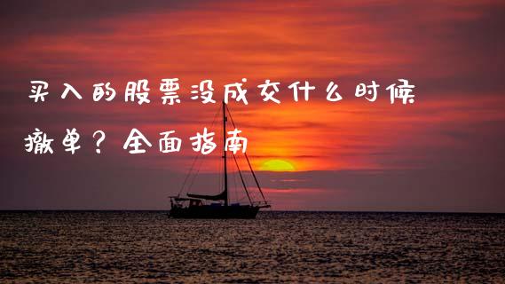 买入的股票没成交什么时候撤单？全面指南_https://cj002.lansai.wang_金融问答_第1张