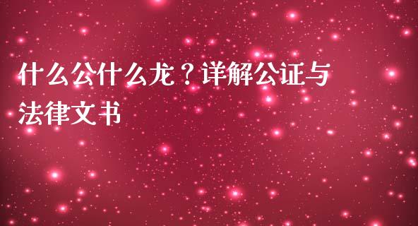 什么公什么龙？详解公证与法律文书_https://cj002.lansai.wang_保险问答_第1张