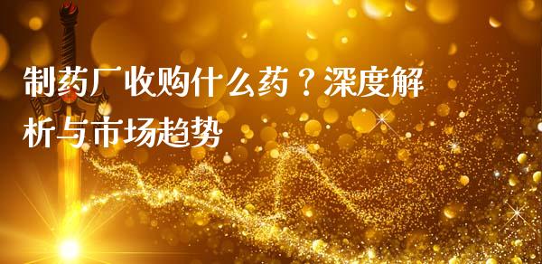 制药厂收购什么药？深度解析与市场趋势_https://cj002.lansai.wang_理财问答_第1张