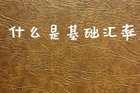 什么是基础汇率_https://cj002.lansai.wang_财经问答_第1张