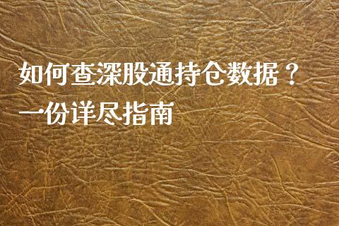 如何查深股通持仓数据？ 一份详尽指南_https://cj002.lansai.wang_期货问答_第1张