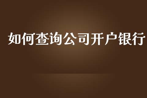 如何查询公司开户银行_https://cj002.lansai.wang_理财问答_第1张