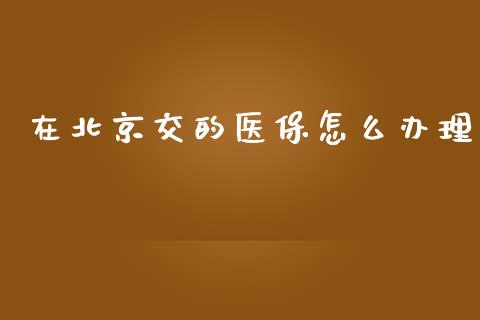 在北京交的医保怎么办理_https://cj002.lansai.wang_保险问答_第1张