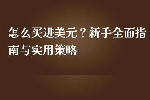 怎么买进美元？新手全面指南与实用策略_https://cj002.lansai.wang_期货问答_第1张