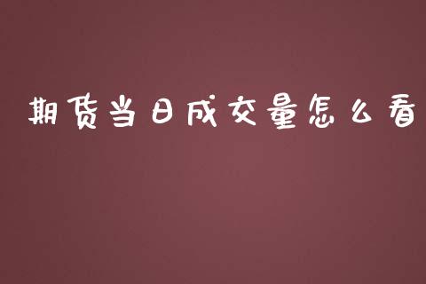期货当日成交量怎么看_https://cj002.lansai.wang_股市问答_第1张