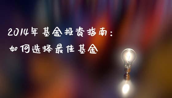 2014年基金投资指南：如何选择最佳基金_https://cj002.lansai.wang_股市问答_第1张