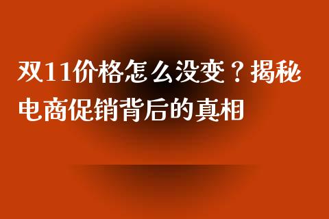 双11价格怎么没变？揭秘电商促销背后的真相_https://cj002.lansai.wang_股市问答_第1张
