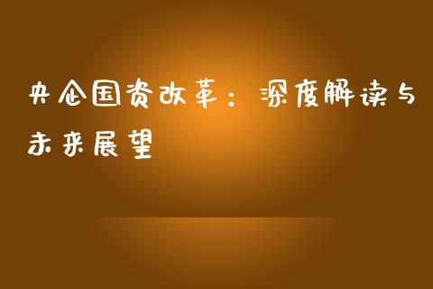 央企国资改革：深度解读与未来展望_https://cj002.lansai.wang_股市问答_第1张