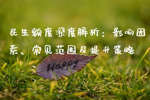 民生额度深度解析：影响因素、常见范围及提升策略_https://cj002.lansai.wang_财经百问_第1张