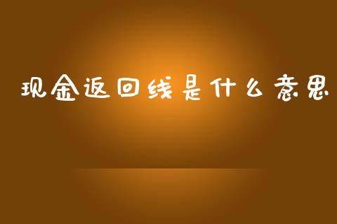 现金返回线是什么意思_https://cj002.lansai.wang_会计问答_第1张
