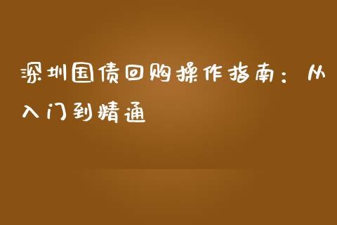 深圳国债回购操作指南：从入门到精通_https://cj002.lansai.wang_股市问答_第1张