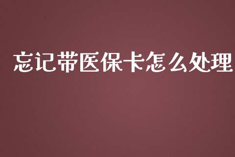 忘记带医保卡怎么处理_https://cj002.lansai.wang_保险问答_第1张