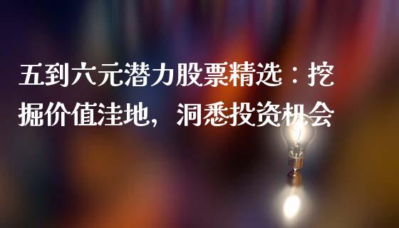 五到六元潜力股票精选：挖掘价值洼地，洞悉投资机会_https://cj002.lansai.wang_财经百问_第1张
